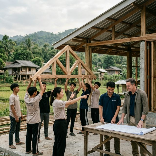 Students engaging in community building